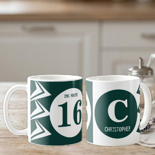 Taza De Café Dios mío, tienes 16 monograma nombre verde y blanc