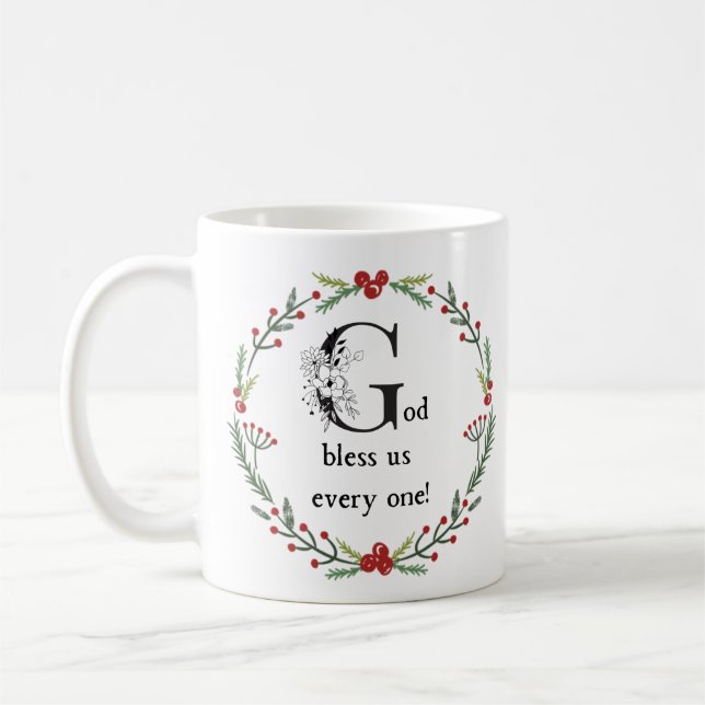 Taza De Café Dios Nos Bendiga A Cada Navidad De Scrooge Dickens (Izquierda)