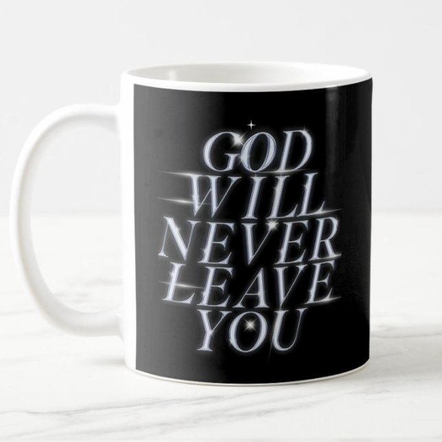 Taza De Café Dios nunca te dejará Monograma Cristiano (Subido por el creador)