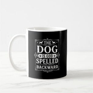 Taza De Café Dios Perro Divertido Escrito al Revés