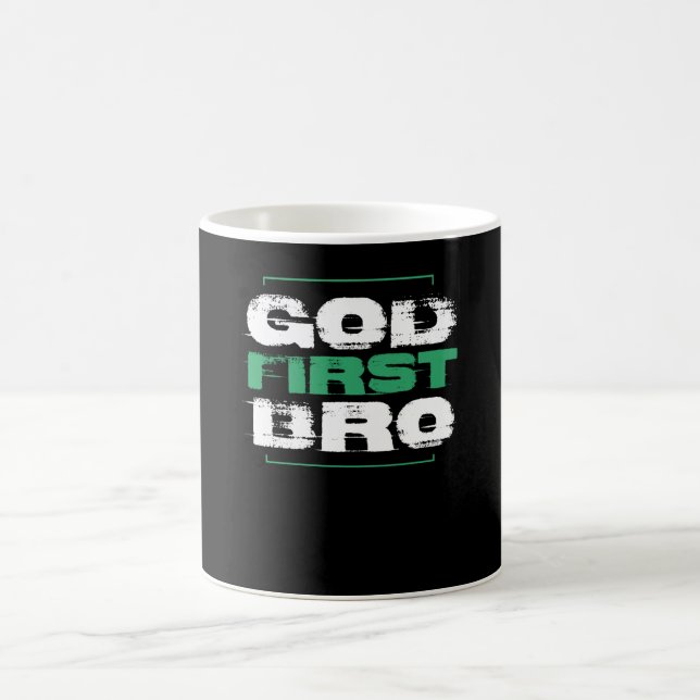 Taza De Café Dios primero hermano| Fe Christian Gift (Centro)
