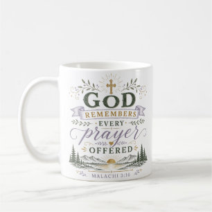 Taza De Café Dios recuerda cada oración ofrecida Cita cristiana