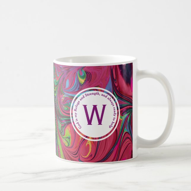 Taza De Café DIOS REFUGIADOS FORTALEZA Resumen Monograma Person (Derecha)