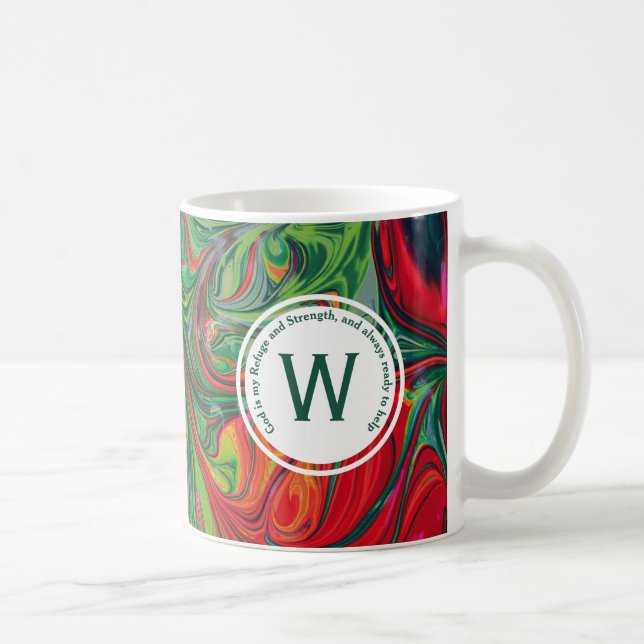 Taza De Café DIOS REFUGIO FUERZA Resumen Monograma Personalizad (Derecha)
