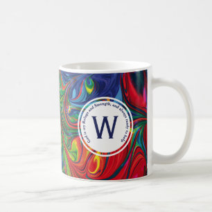 Taza De Café DIOS REFUGIO FUERZA Resumen Monograma Personalizad
