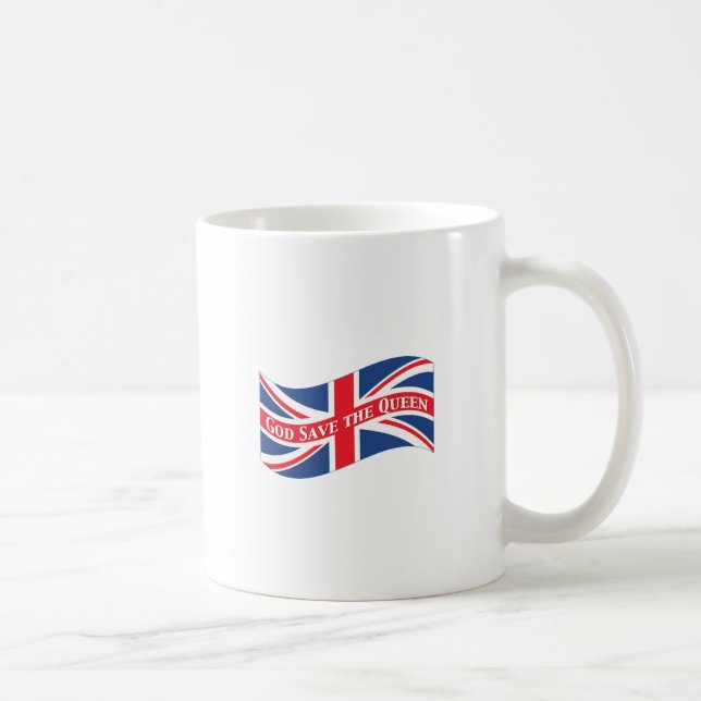 Taza De Café Dios salve a la Reina con Union Jack (Derecha)