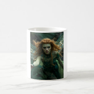 Taza De Café Diosa Alienigena del Bosque – Mujer Alada de Verde