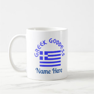 Taza De Café Diosa griega y bandera de Grecia
