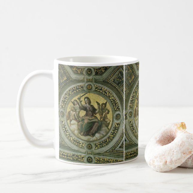Taza De Café Diosa romana Justicia con ángeles de Raphael (Con donut)