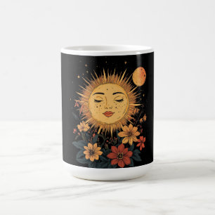 Taza De Café Diosa Solar Celestial con Florales Floreciendo