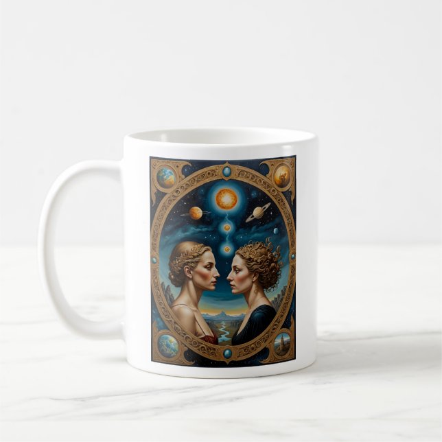 Taza De Café Diosas de espejo celestes cósmicas (Izquierda)