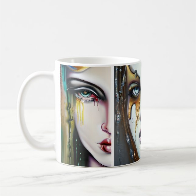 Taza De Café Diosas Doradas Arte de IA (Izquierda)