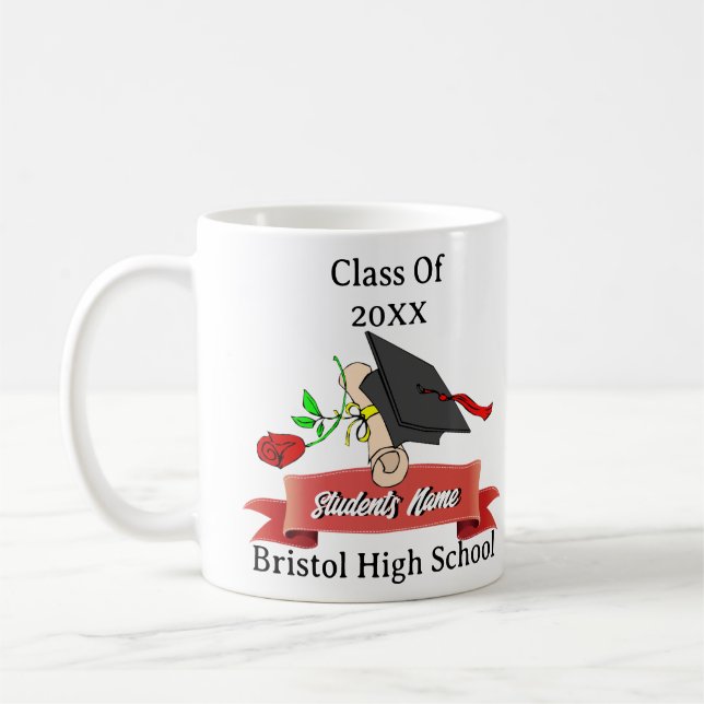 Taza De Café Diploma de gota de regalo de graduación personaliz (Izquierda)
