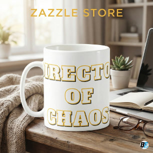 Taza De Café Director de Caos Humor Divertido de Oficina y Cria