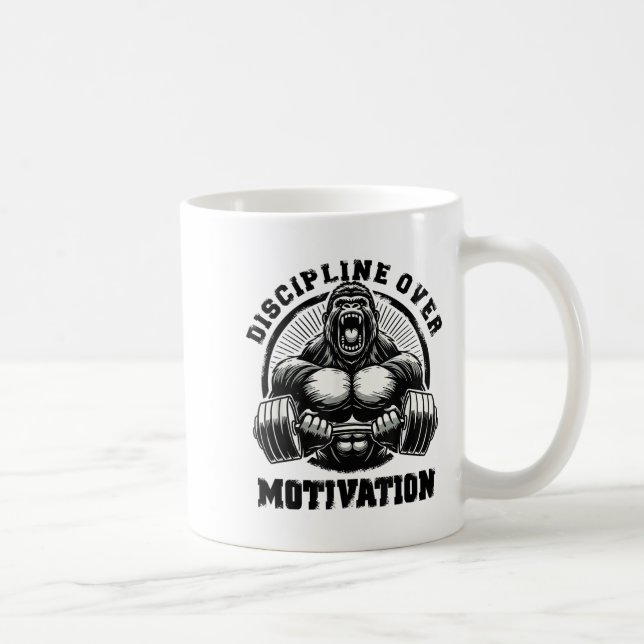 Taza De Café Discipline Over Motivation Weightlift Gym Quotes G (Derecha)