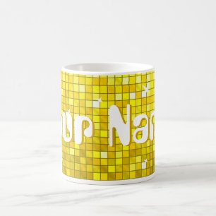 Taza De Café Disco Azulejos amarillo "Tu nombre" mugre