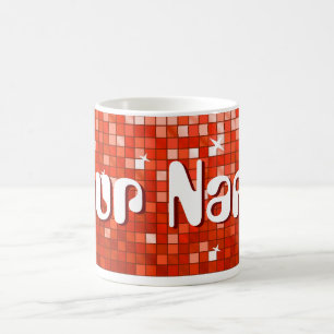 Taza De Café Disco Azulejos Red 'Your Name' mug