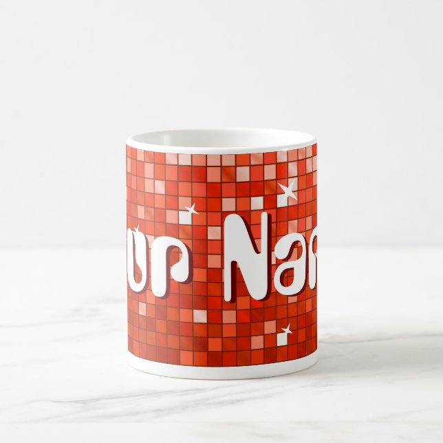 Taza De Café Disco Azulejos Red 'Your Name' mug (Centro)