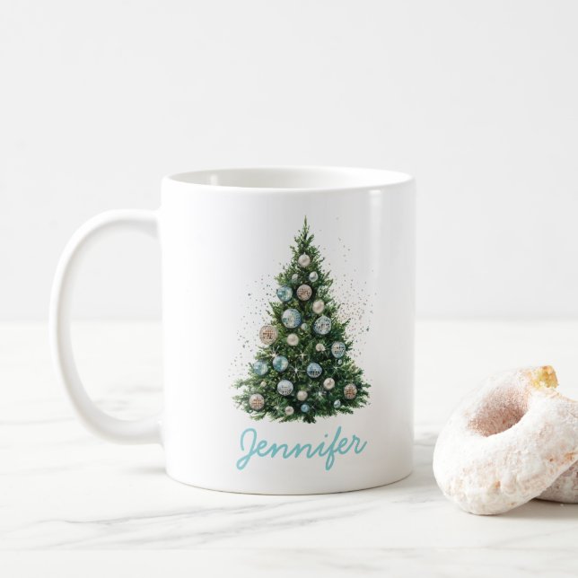 Taza De Café Disco Ball Ornament Christmas Tree Custom Holiday (Con donut)