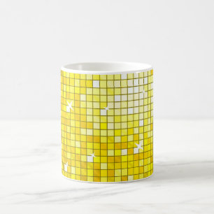 Taza De Café Disco mosaico amarillo mugre