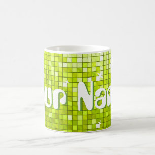 Taza De Café Disco Tiles Lime "Tu Nombre" mug