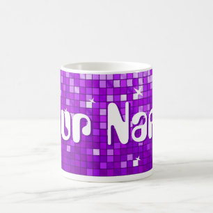 Taza De Café Disco Tiles Purple 'Your Name' mug