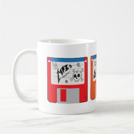 Taza De Café Discos flexibles Retro Millennial Core con etiquet
