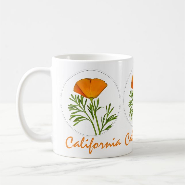Taza De Café Discotera de California en un círculo, texto de "C (Izquierda)