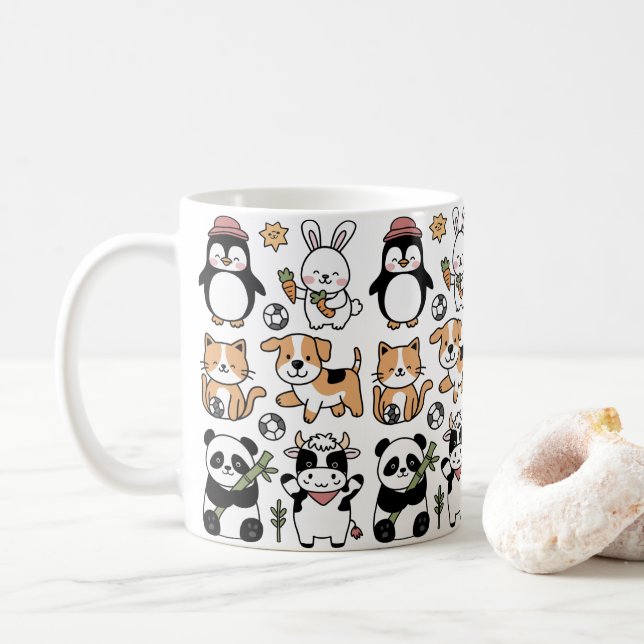 Taza De Café **Discover Our Coffee Mug with Smiling Animals!** (Con donut)