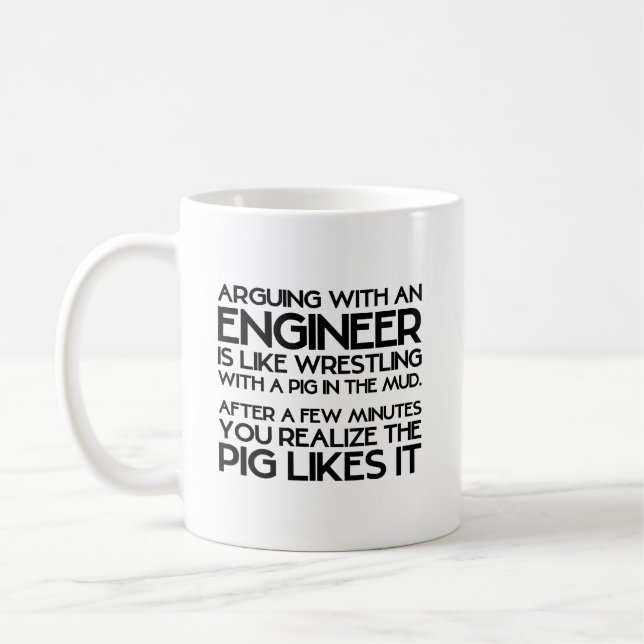 Taza De Café Discutir con ingeniero gracioso tazón de regalo (Izquierda)