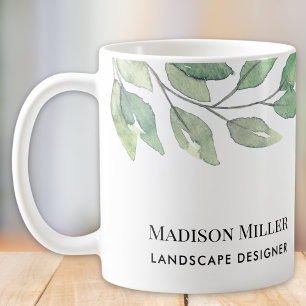 Taza De Café Diseñador de paisajes de vegetación en acuarela
