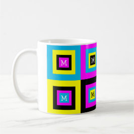 Taza De Café Diseñador gráfico CMYK Squares Monograma