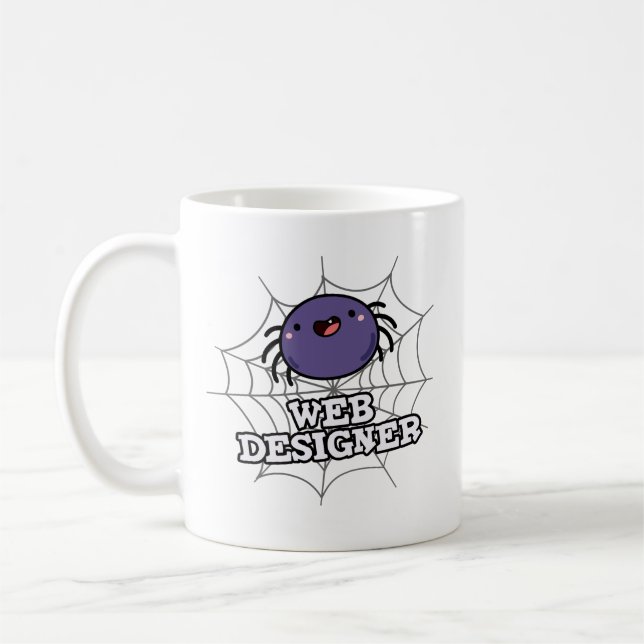 Taza De Café Diseñador Web Funny Spider Pun (Izquierda)