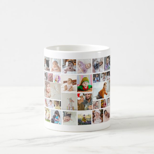 Taza De Café Diseñar su propio Poster de 30 Collages de fotos (Centro)