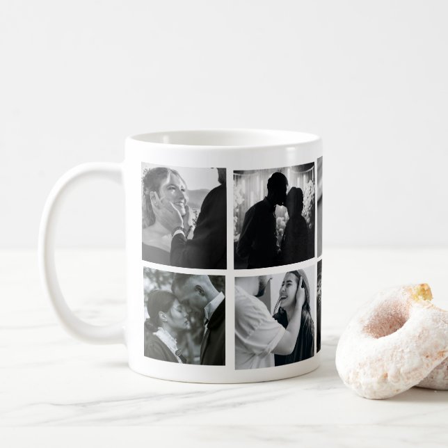 Taza De Café Diseñar tu propio Collage de fotos 8 Amor/familia (Con donut)