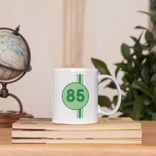 Taza De Café Diseño 85 en verde sobre verde menta con rayas