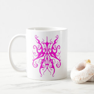 Taza De Café Diseño abstracto de máscara tribal rosa elegante