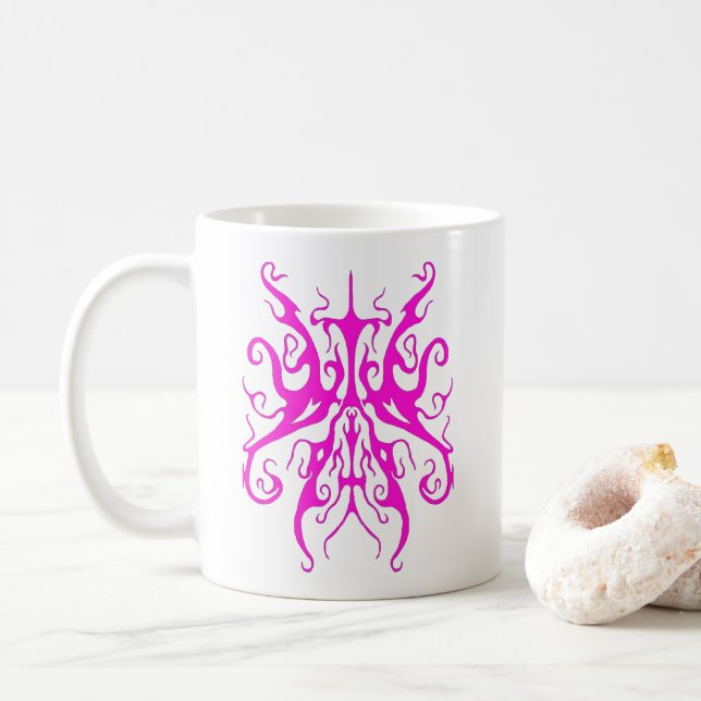 Taza De Café Diseño abstracto de máscara tribal rosa elegante (Con donut)