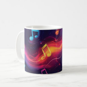 Taza De Café Diseño abstracto de notas musicales flotantes