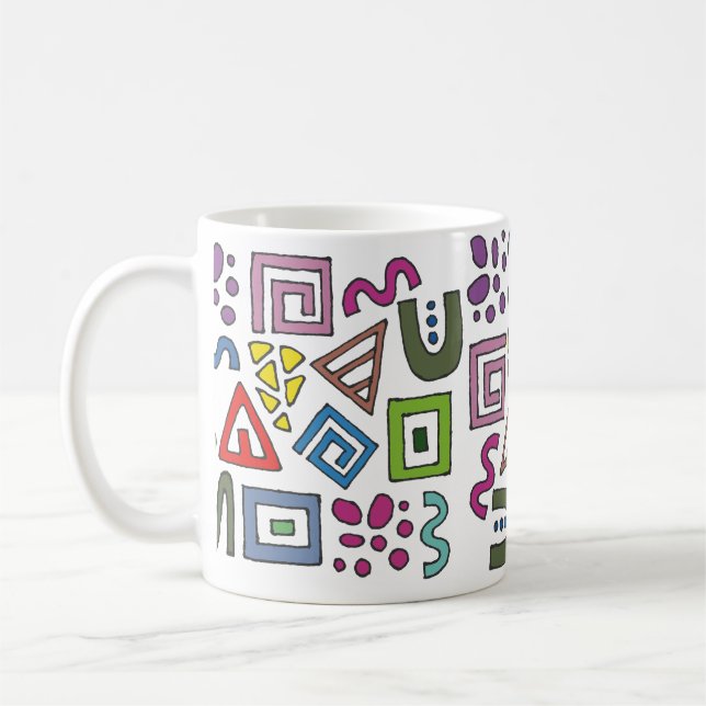 Taza De Café Diseño abstracto de patrones geométricos moderno (Izquierda)