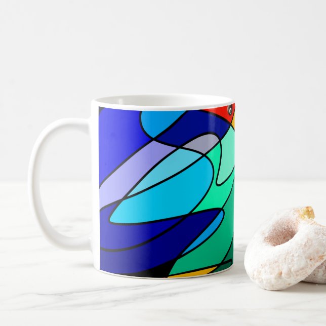 Taza De Café Diseño abstracto del cardenal de vidrio templado (Con donut)