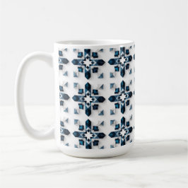 Taza De Café Diseño abstracto geométrico en azul y blanco