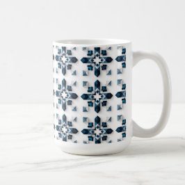 Taza De Café Diseño abstracto geométrico en azul y blanco