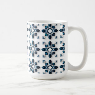 Taza De Café Diseño abstracto geométrico en azul y blanco