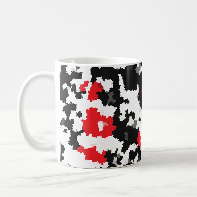 Taza De Café Diseño abstracto irregular rojo negro y blanco (Izquierda)