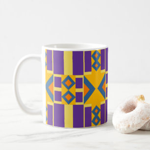 Taza De Café Diseño abstracto naranja y púrpura con diamantes