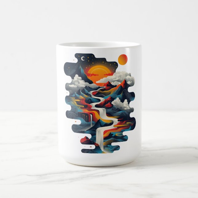 Taza De Café Diseño abstracto, paisaje surrealista (Centro)