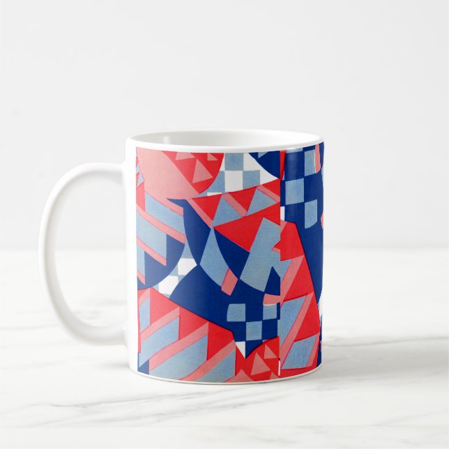 Taza De Café diseño abstracto rojo blanco y azul núm. 1 (Izquierda)