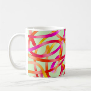 Taza De Café Diseño abstracto rosado y anaranjado colorido