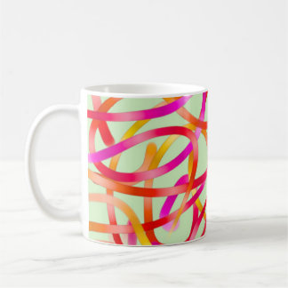 Taza De Café Diseño abstracto rosado y anaranjado colorido